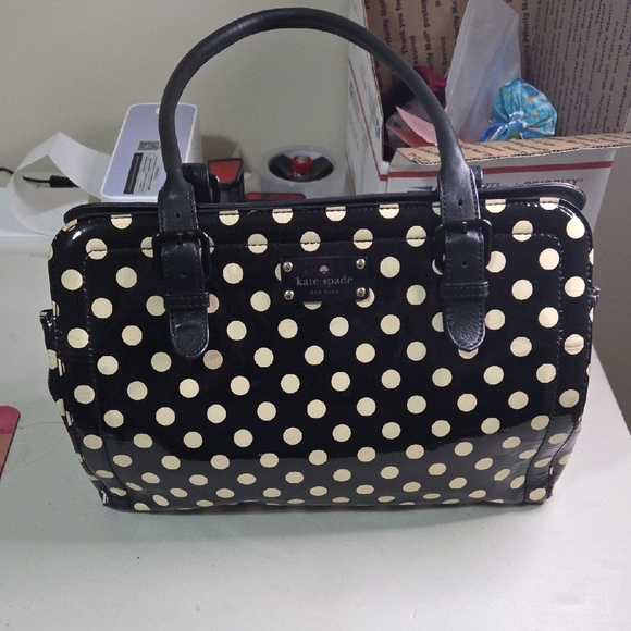 kate spade Handbags - Kate Spade Black and White Polka Dot Satchel